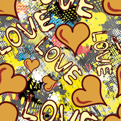 graffiti Valentine Day seamless background grunge texture