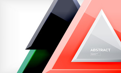 Triangles repetiton geometric abstract background, multicolored glossy triangular shapes, hi-tech poster cover design or web presentation template with copy space