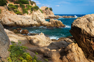Scenery rocks in sea coast in Costa Brava, Spain