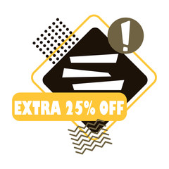 Super Sale, Mega. this weekend special offer banner, up to 25% off. Vector illustration.