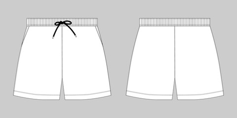 Technical sketch sport shorts pants design template.
