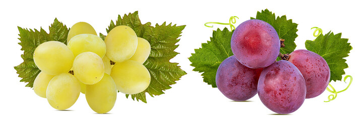 Fresh grapes isolated on white background with clipping pass