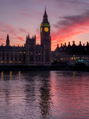 Fototapeta na wymiar UK, england, London, Big Ben sunset