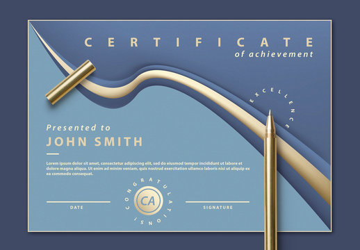 Certificate of Achievement with Abstract Blue Design
