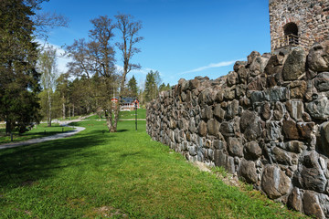 The wall of Raseborg Castle, medieval castle in Finland