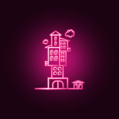Naklejka premium Imaginary house neon icon. Elements of Imaginary house set. Simple icon for websites, web design, mobile app, info graphics