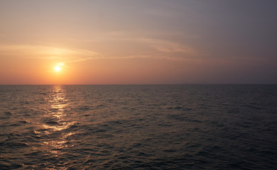 View of the sunset city from the pier in Pattaya