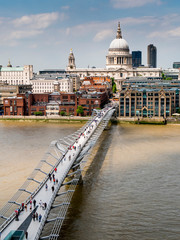 UK, England, London, St Pauls Millenium Br Tate Gallery view