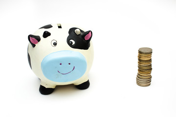 Piggy bank and coins 