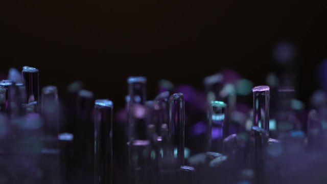 Macro footage of optical fibers switching collors on black backgorund for creating a abstract background 