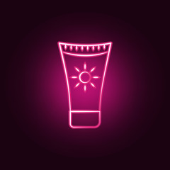 suntan cream neon icon. Elements of travel set. Simple icon for websites, web design, mobile app, info graphics