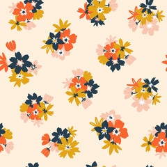 Obraz premium Bright summer seamless pattern with colorful flowers