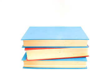 Colorful books on white backgroundnotebook, pencil, brush, , working, business, office, isolated, desk, white, monitor, screen, desktop, table, work, communication, equipment, blank, black, phone, nob