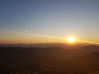 Panorama of the sunset between Tuscany and Umbria in Italy