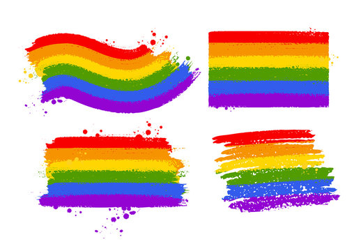 Set of rainbow LGBT flag color banners