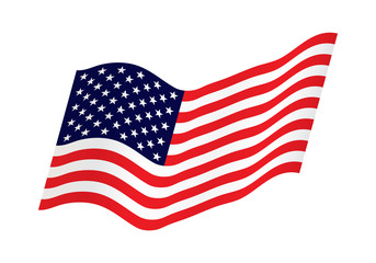 Fototapeta premium American flag. Waving flag of the United States of America. Wavy American Flag for Independence Day. USA flag icon.