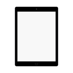 Black PAD or tablet with gray screen. Tablet or PAD flat style. Pad, Tablet witn blank gray screen.