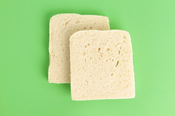bread without rind in colorful background..