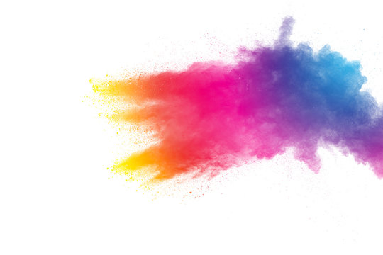 Colorful background of pastel powder.Color dust splash on white background. © Pattadis