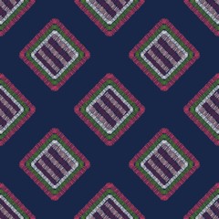 Abstract embroidery carpet geometric tile seamless pattern.