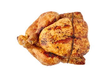 Roasted crispy chicken isolated on white background