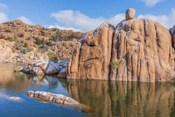 Fototapeta premium Watson lake Prescott Arizona Winter Landscape