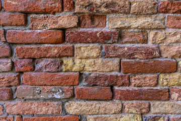 Old red brick wall texture background