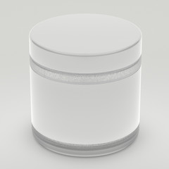 Cosmetics jar with label and copy space, 3d render