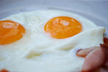 2 fried eggs with bacon 