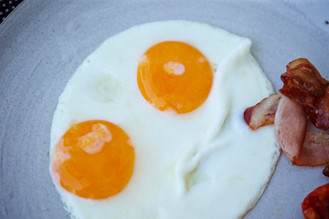 2 fried eggs with bacon 