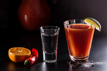 Image with tequila and sangrita.