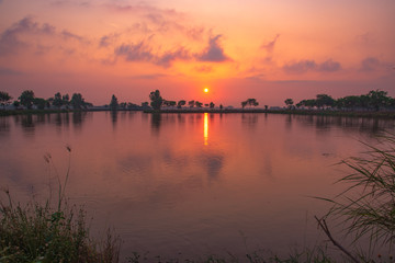 Fototapeta premium Landscape with sunset