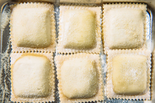 Close up of fresh ravioli pasta