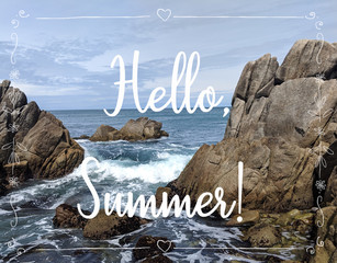 Summer background with text Hello,Summer.