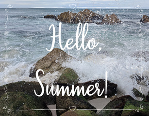 Summer background with text Hello,Summer.