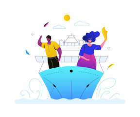 Sea travel - colorful flat design style illustration