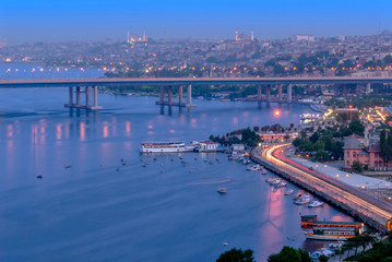 Naklejka premium Istanbul, Turkey, 23 May 2006: Golden Horn, Halic, Eyup, Pierloti