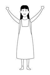 Kid girl smiling cartoon in black and white