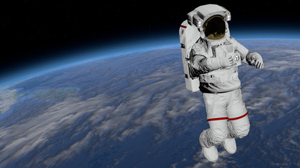 Astronaut Spacewalk, Astronaut shows thumbs up in the open space. Elements of this video furnished by NASA.
