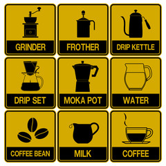 Single color icon of fresh coffee equipment