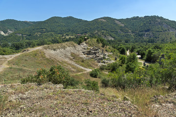 Fototapeta na wymiar Rock formation The Stone Dolls of Kuklica near town of Kratovo, Republic of North Macedonia