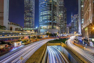 Fototapeta na wymiar Skyscrapers near Connaught Road Central in Hong Kong