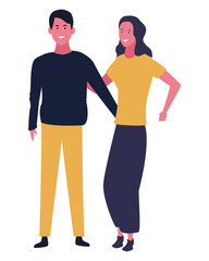Young couple cartoon isolated