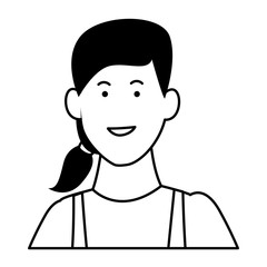 Kid girl smiling face in black and white