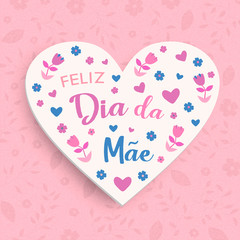 Portuguese Mothers Day floral card for moms love