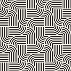 Vector seamless interlacing lines pattern. Modern abstract background. Repeating geometric rounded stripes design.