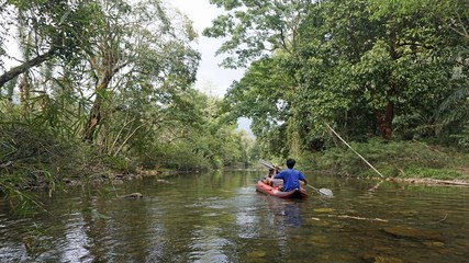 Fototapeta na wymiar rafting tour on sok river in thailand