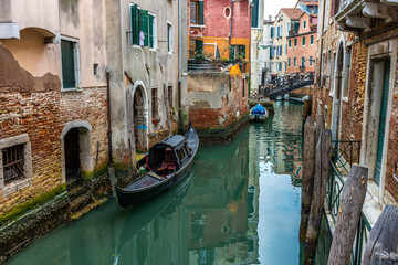 Traditional canal street in Venice, Italy
