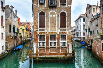 Traditional canal street in Venice, Italy