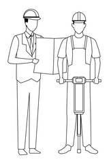 Construction teamwork avatar in black and white